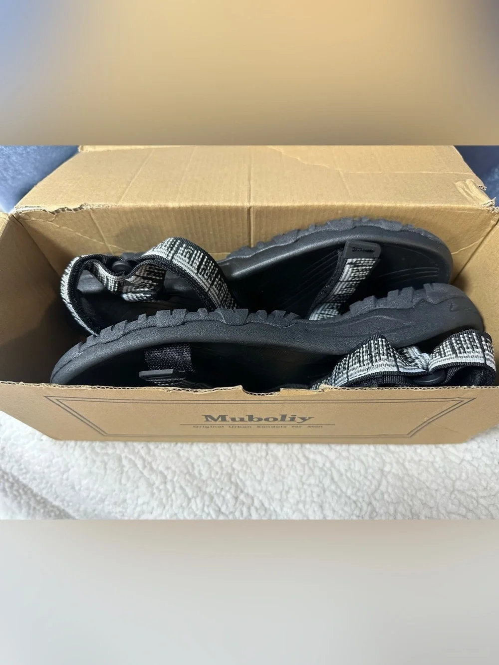Men's Black Textured Strap Outdoor Sandals Hiking Water Arch Support size 10